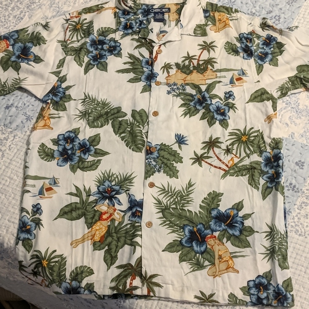 Cherokee tropical print shirt.